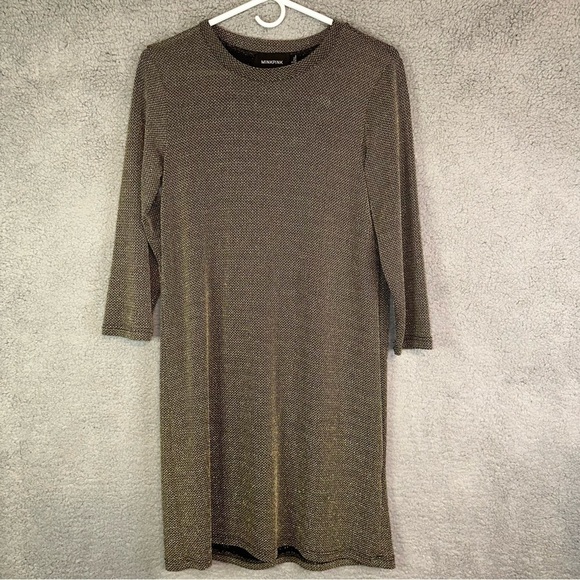 MINIPINK Dress Womens Small Black Gold Metallic Speck Cocktail Mini - Picture 1 of 8